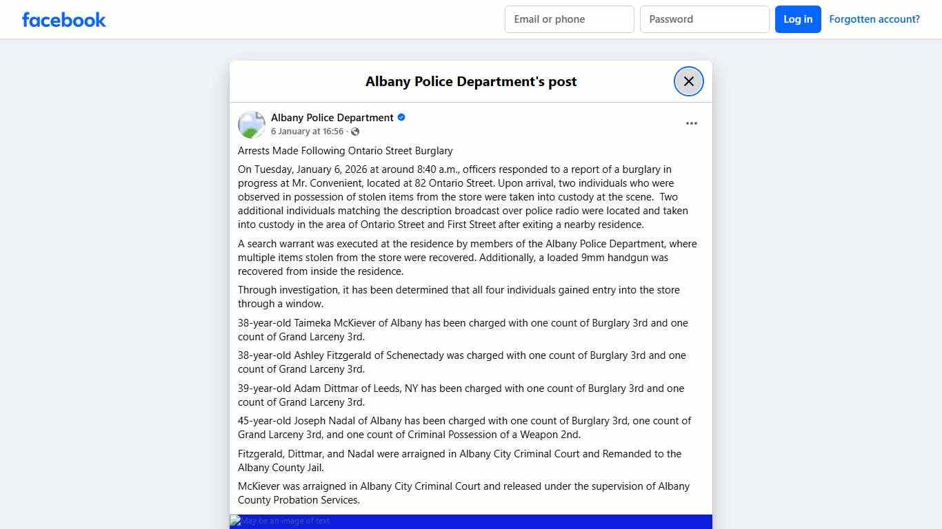 Arrests Made Following Ontario... - Albany Police Department | Facebook